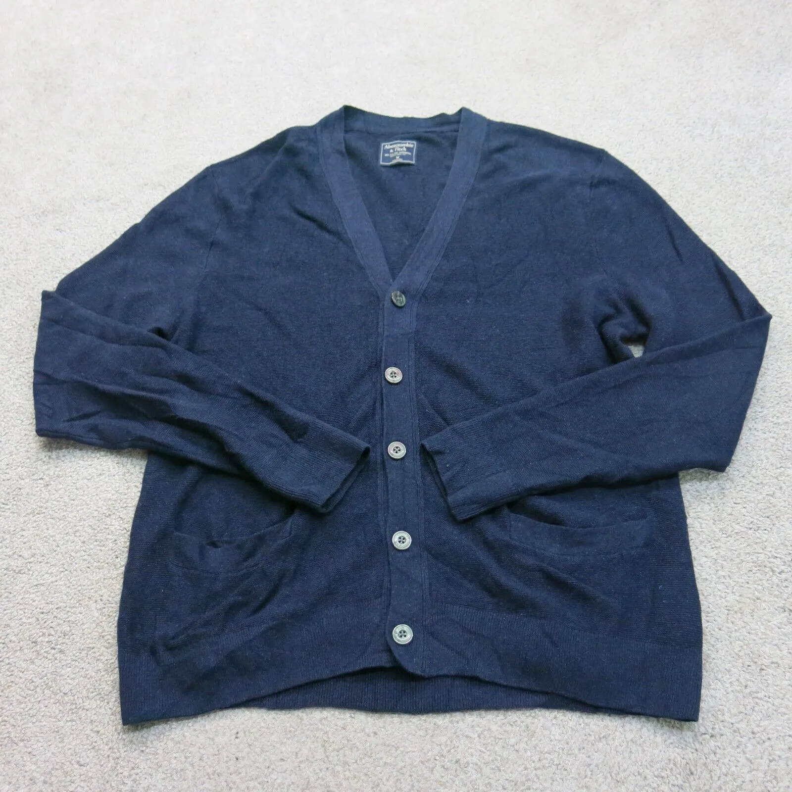 Abercrombie & Fitch Womens Cardigan Sweater Front Button Long Sleeve Blue Size M