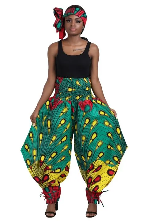 African dashiki high waist harlem pants