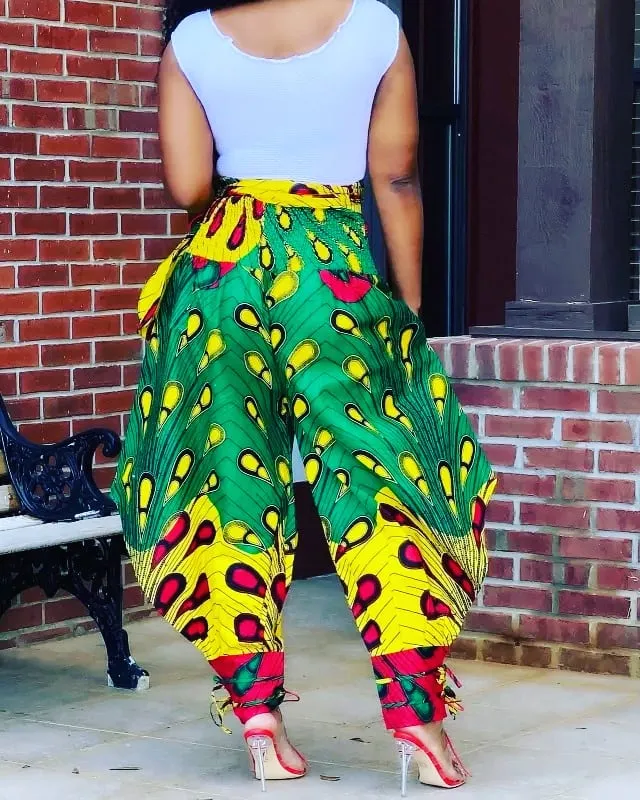 African dashiki high waist harlem pants