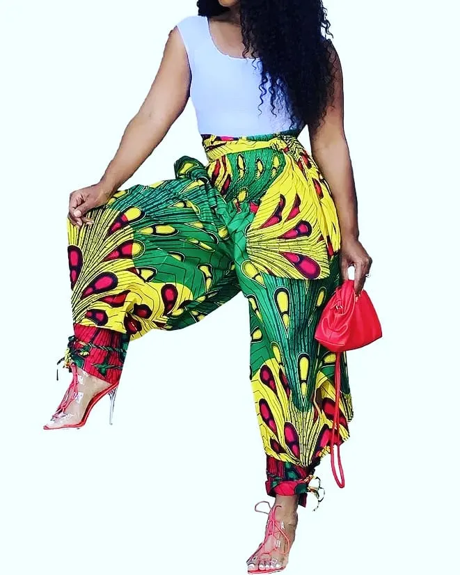 African dashiki high waist harlem pants