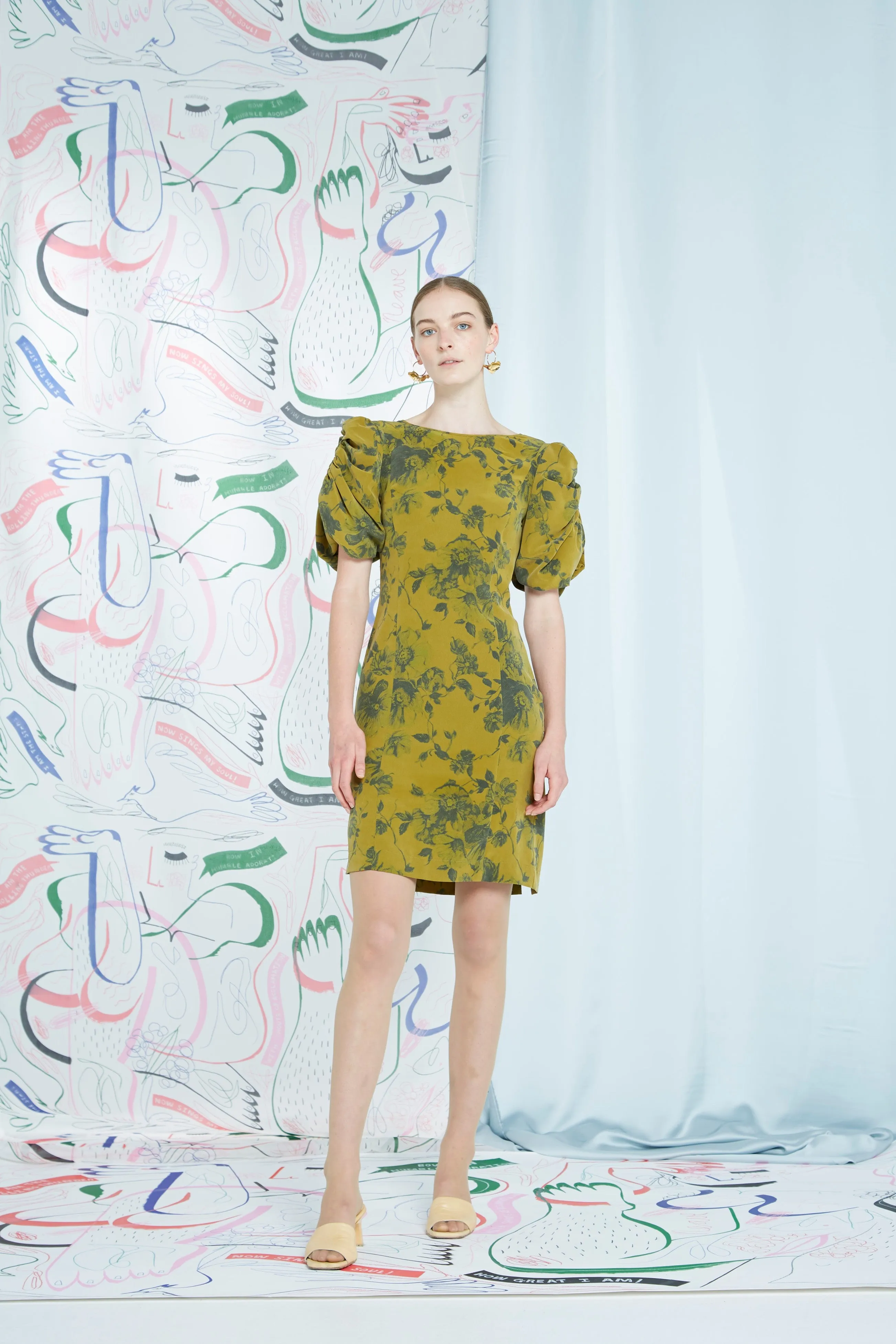 Archive - Lavonia dress, acid bloom, silk