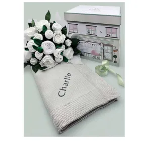 Babyblooms Luxury Rose Baby Clothes Bouquet and Personalized Baby Blanket
