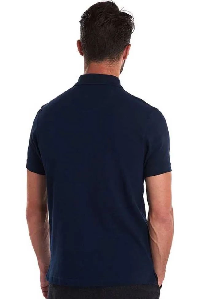 Barbour Polo Shirt-Mens-Tartan Pique-Navy/Dress -MML0012NY51