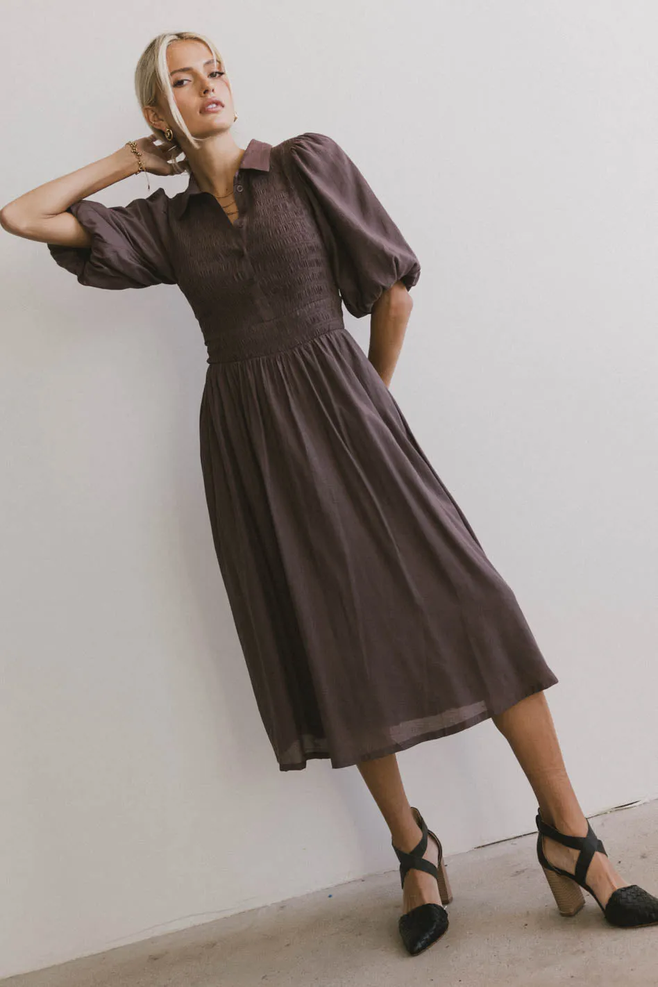 Belen Midi Dress in Mauve - FINAL SALE