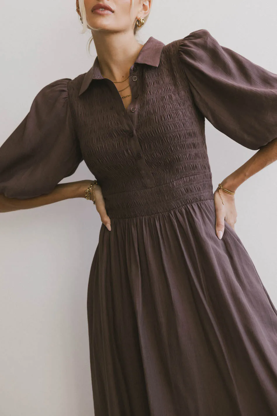 Belen Midi Dress in Mauve - FINAL SALE