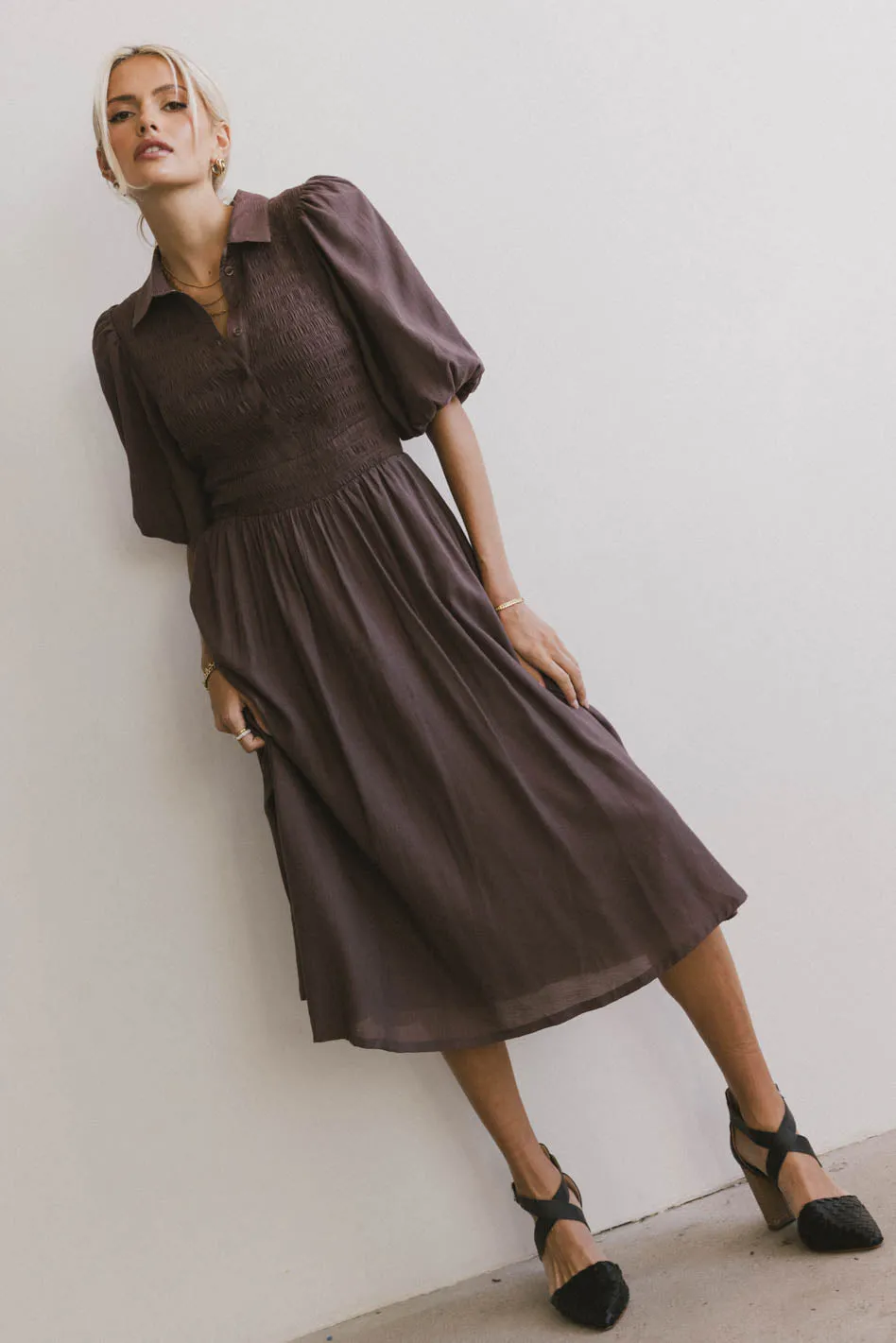 Belen Midi Dress in Mauve - FINAL SALE