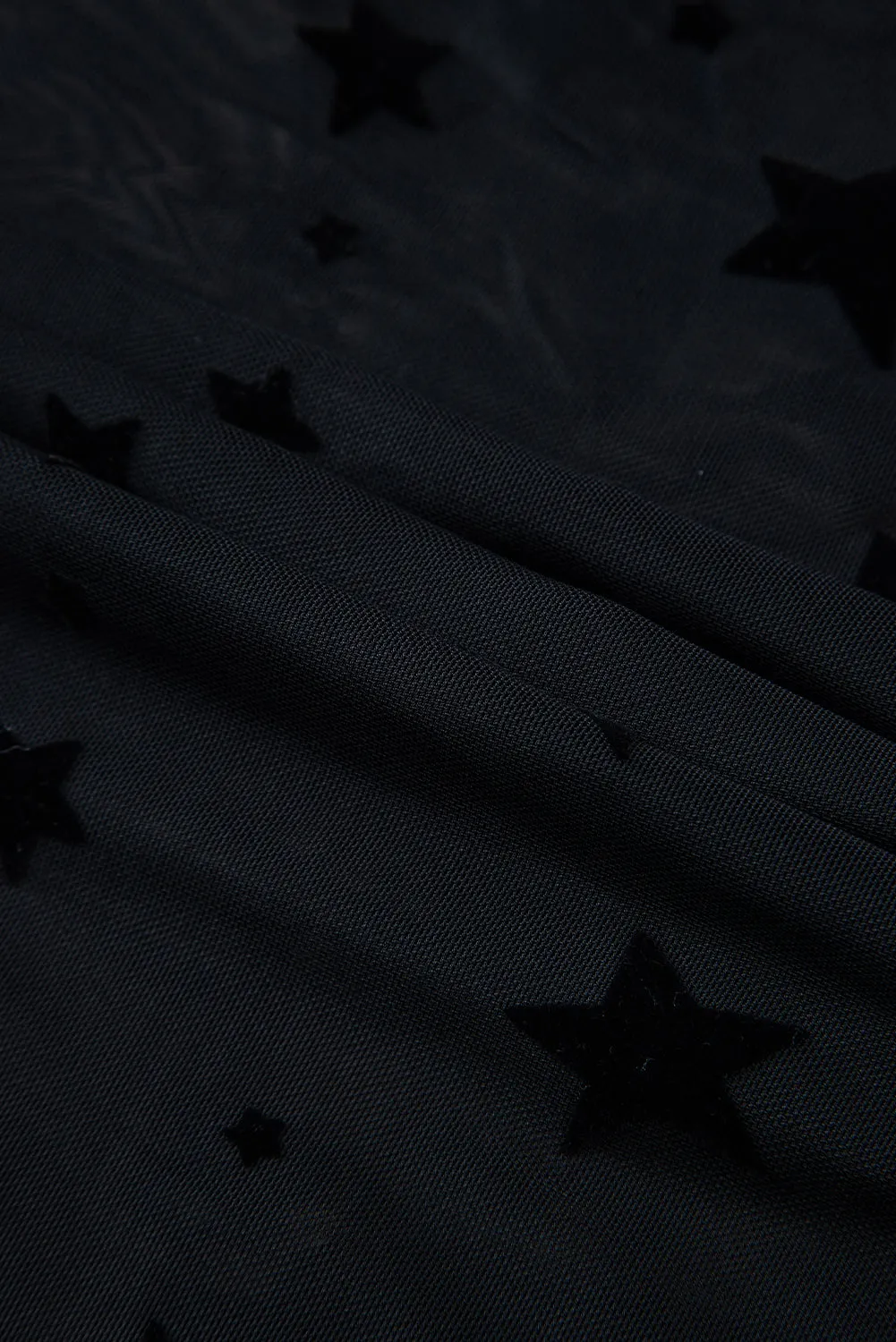 Black Star Embellished Sheer Mesh Top