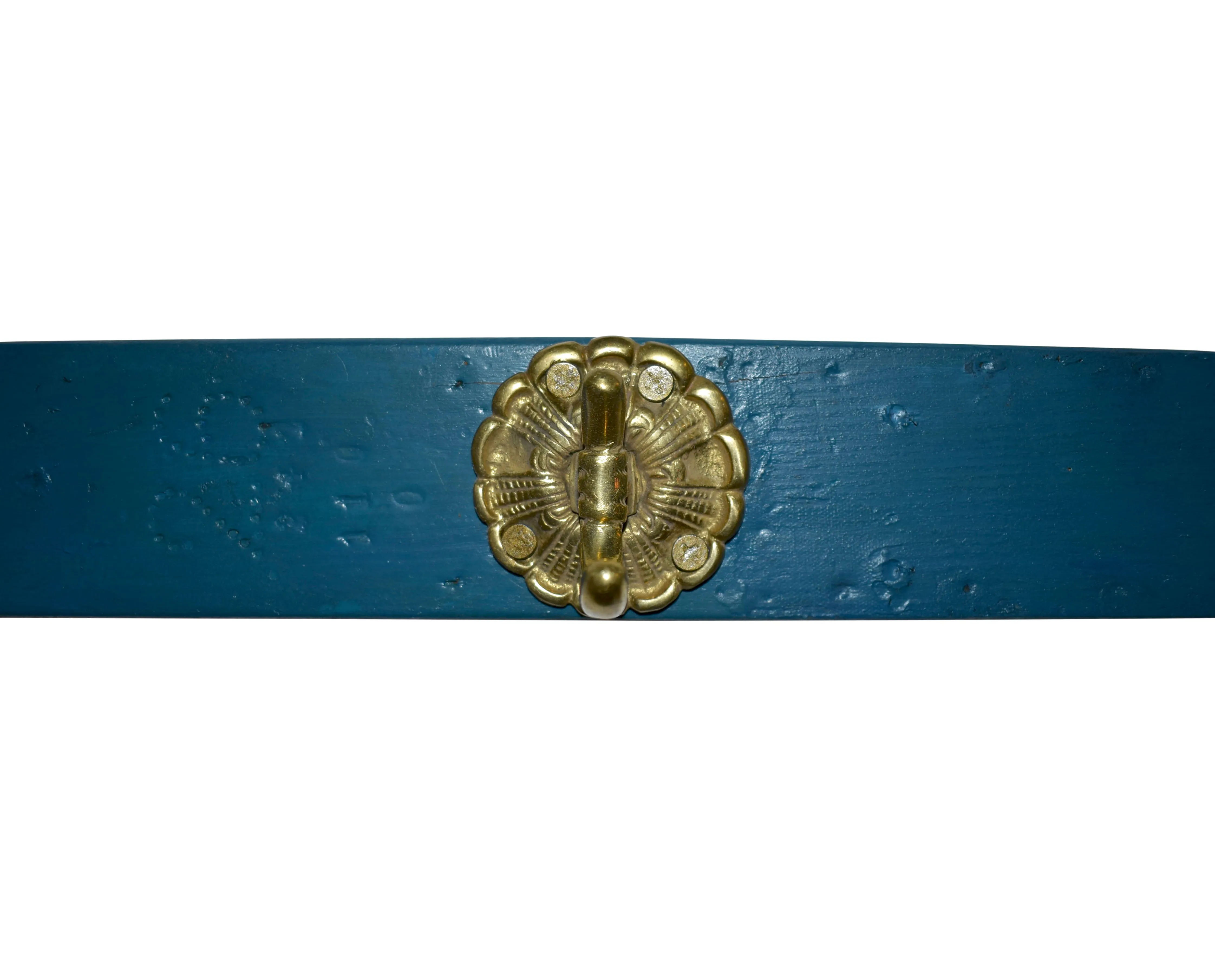 Blue Ski Wall Rack with Three Brass Hooks