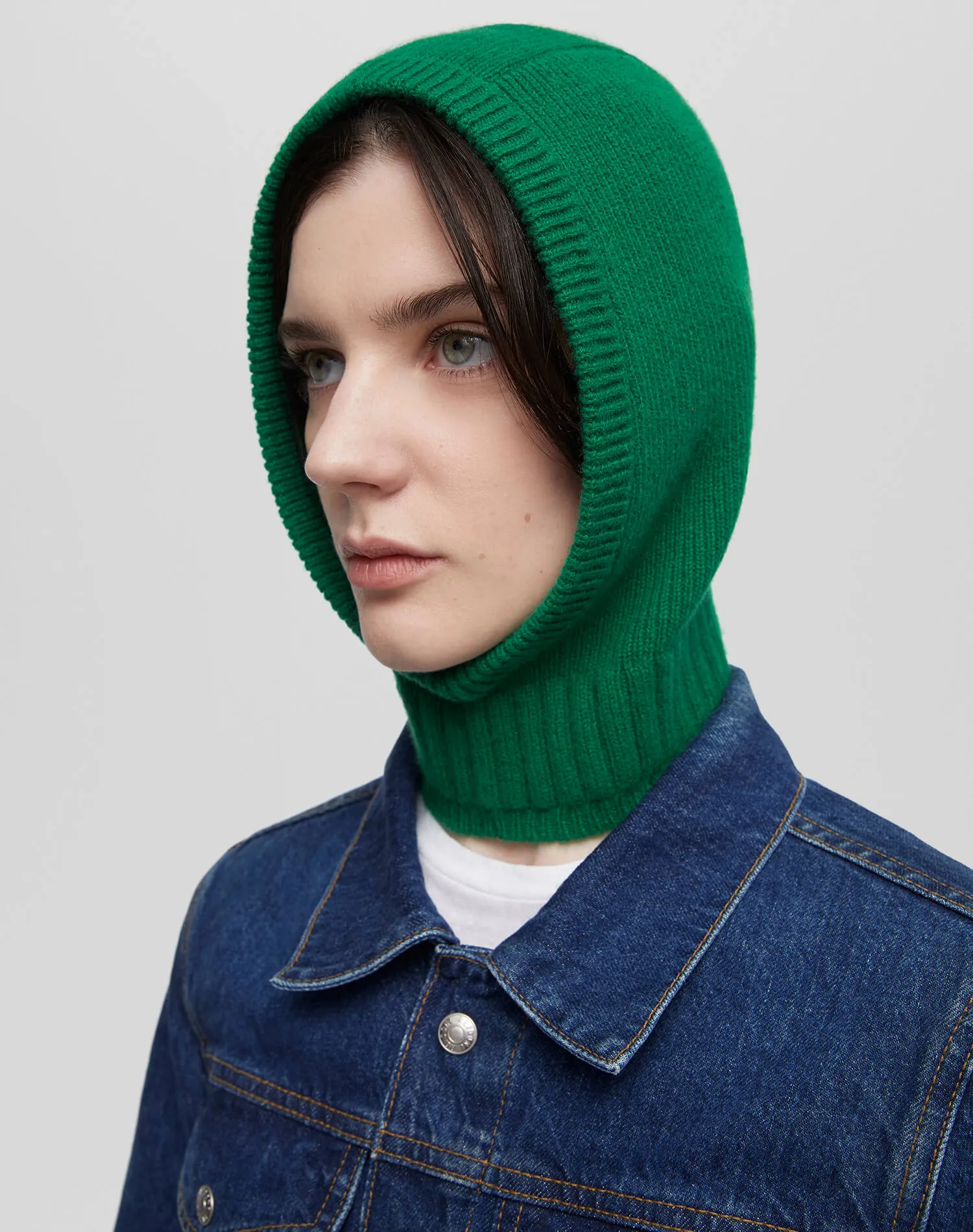 Cashmere Rib Balaclava - Grass Green