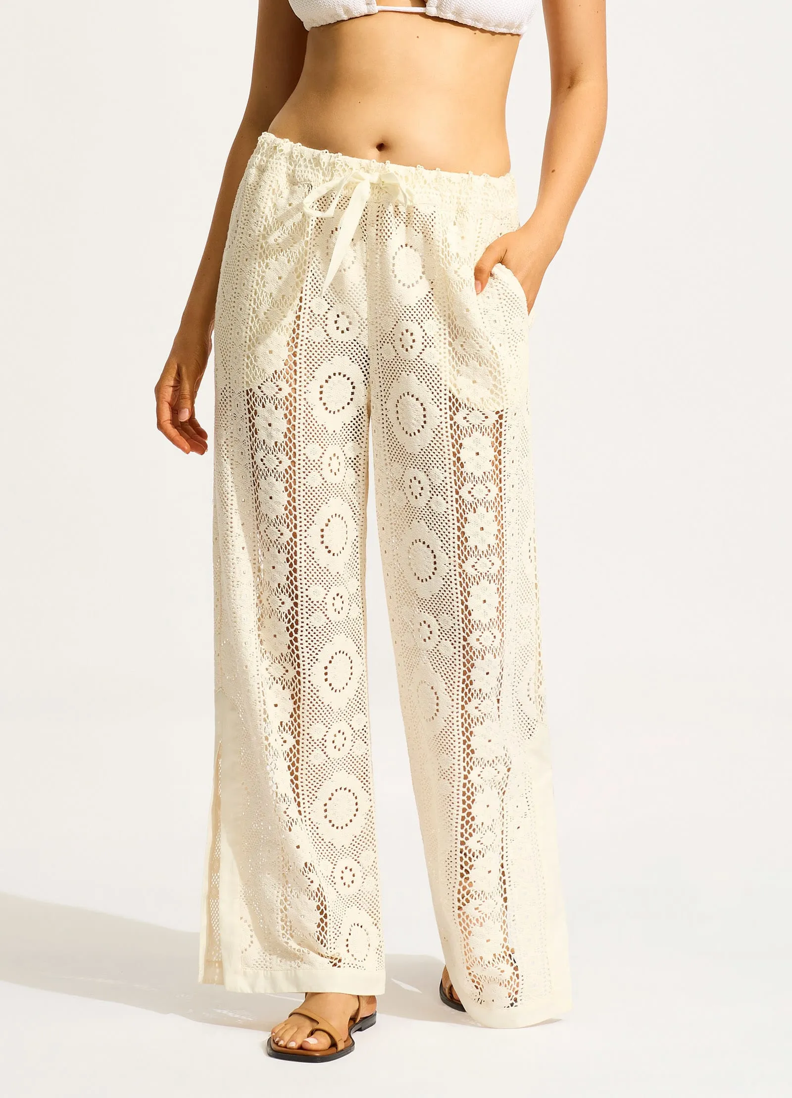 Corfu Crochet Pant - Ecru