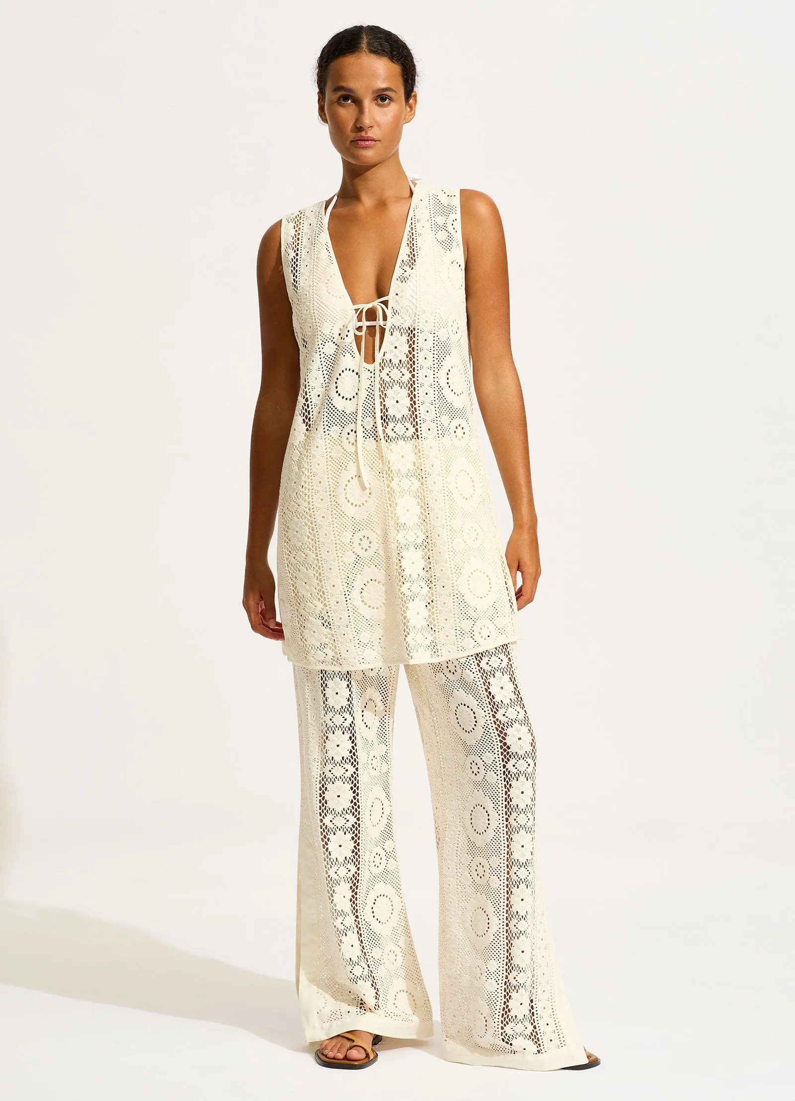 Corfu Crochet Pant - Ecru