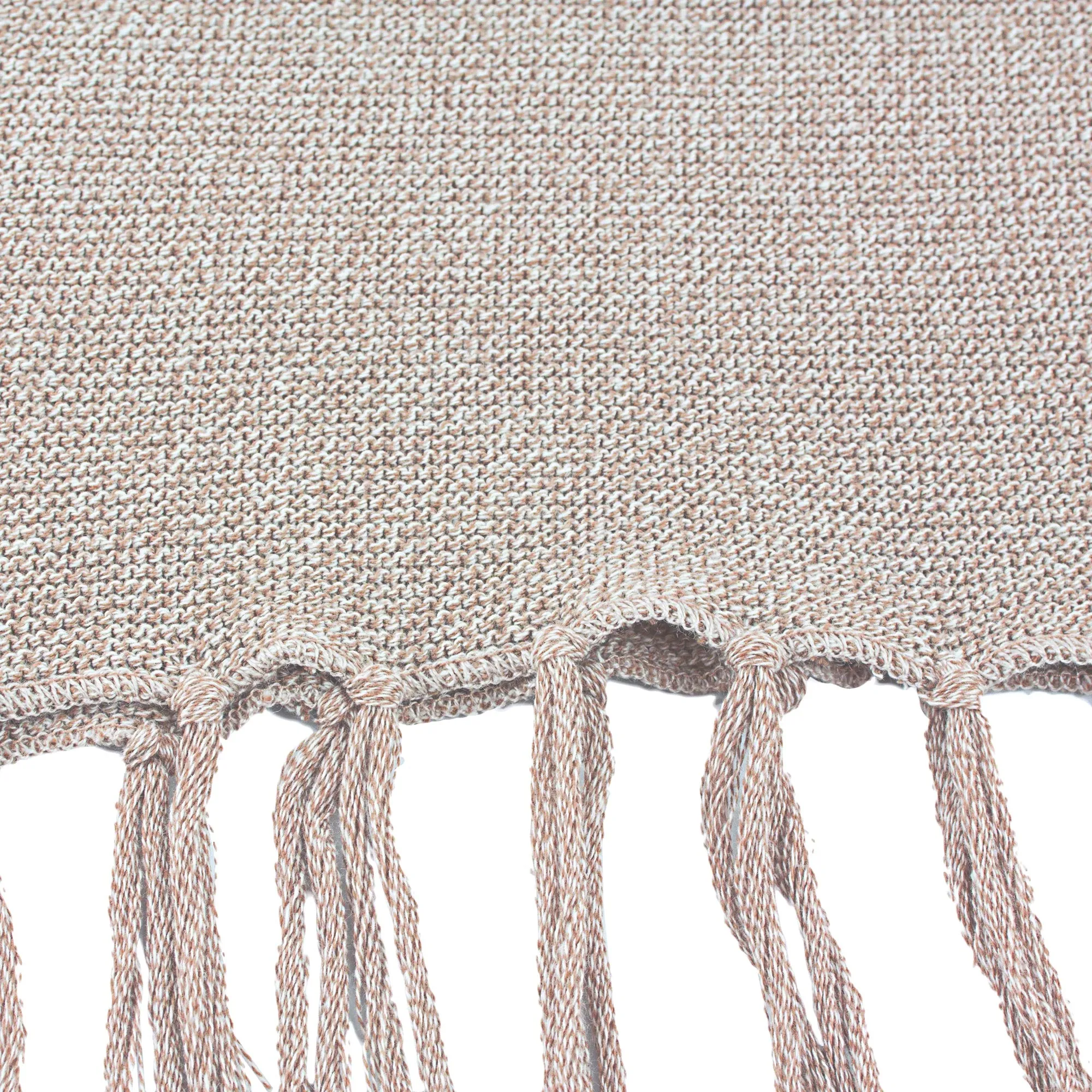 Cotton Poncho with Fringe Beige Colored from Guatemala - Spontaneous Style in Khaki | NOVICA