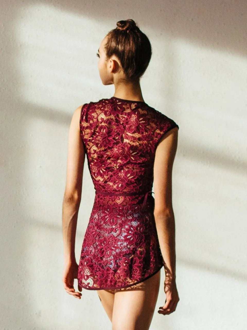 Danya Wrap Dress Kids Sangria Bella Lace RTW