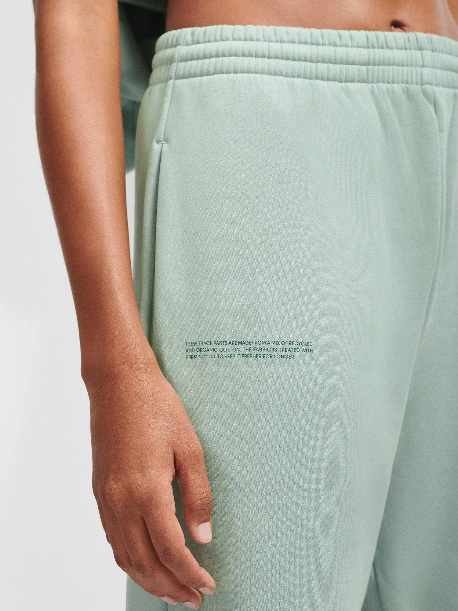 DNA Barrel-Leg Track Pants—eucalyptus blue