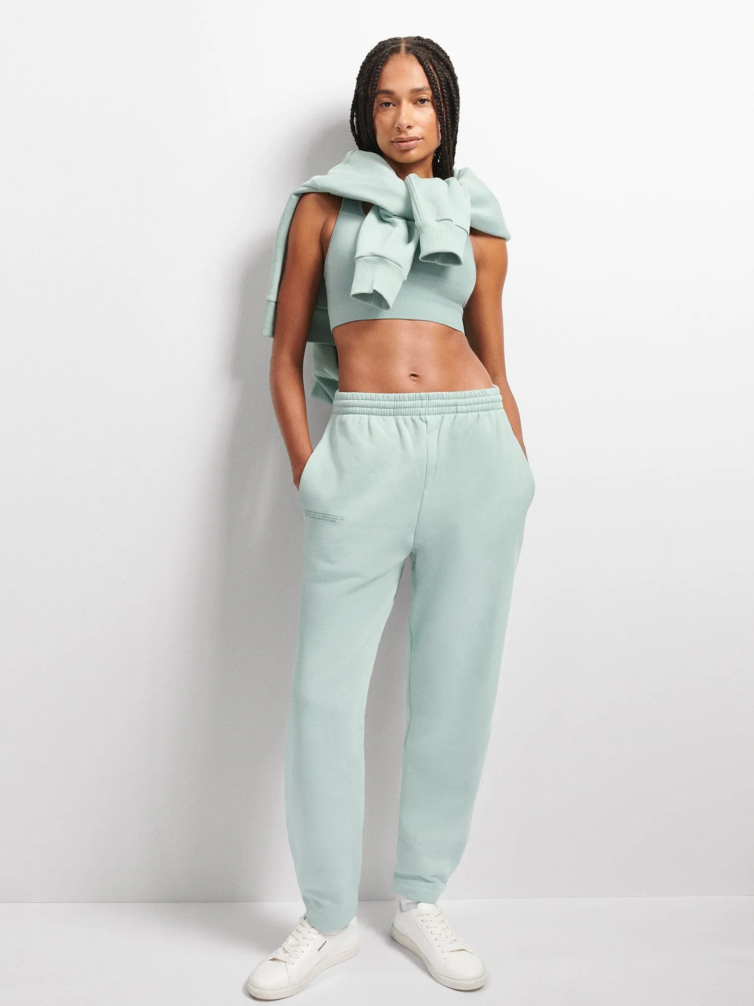 DNA Barrel-Leg Track Pants—eucalyptus blue