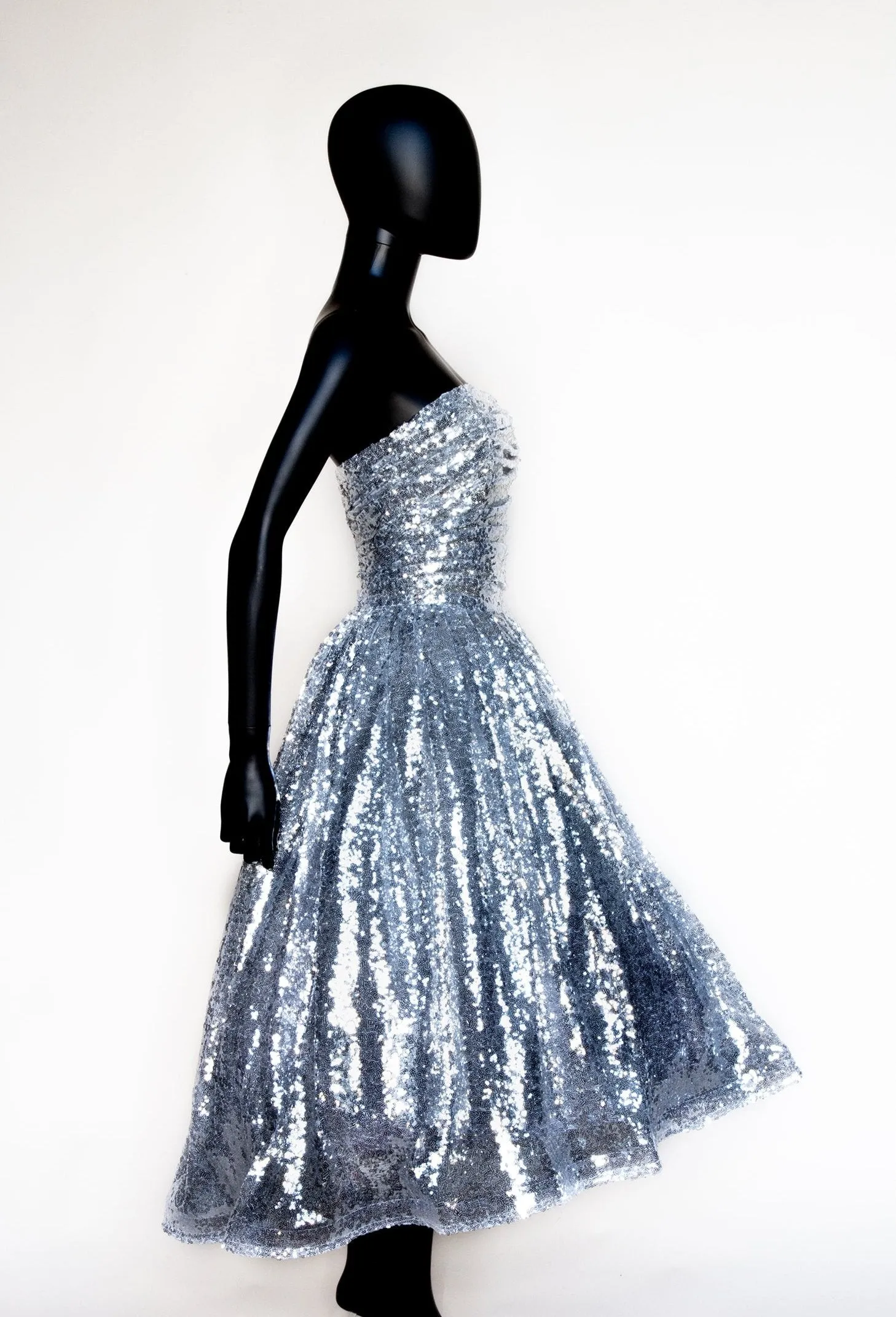 Enchanted - Silver Sequin Midi Dress