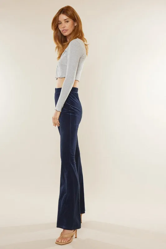 Gracey High Rise Velvet Plair Pants - Kancan