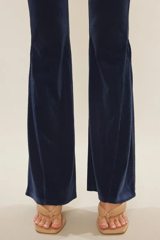 Gracey High Rise Velvet Plair Pants - Kancan