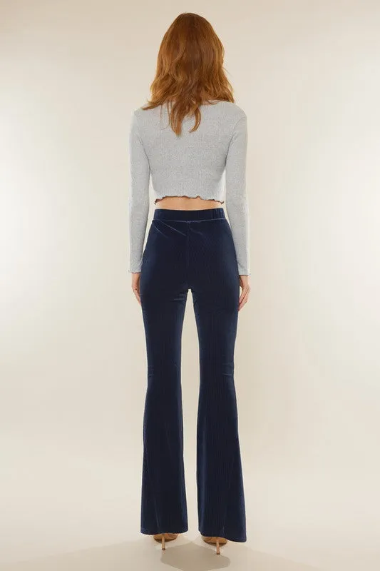 Gracey High Rise Velvet Plair Pants - Kancan