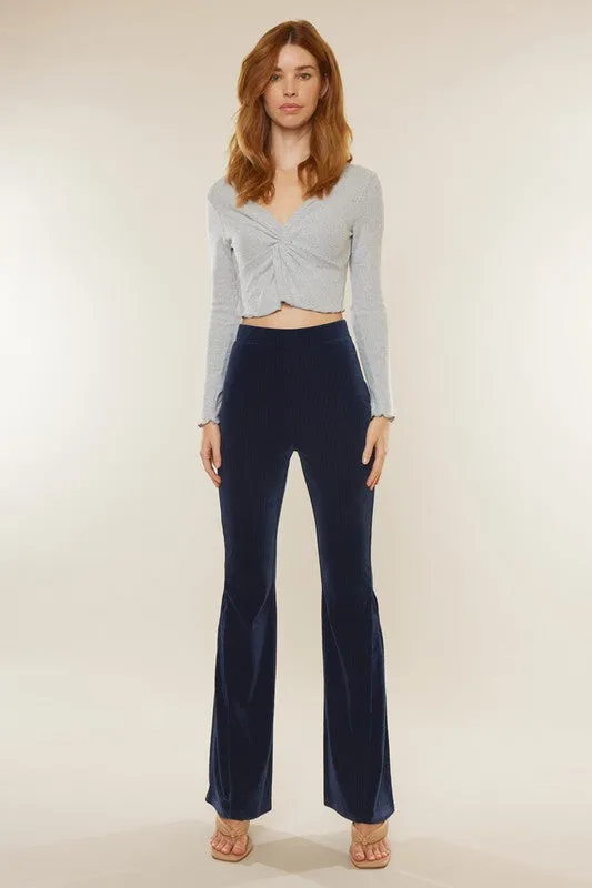 Gracey High Rise Velvet Plair Pants - Kancan