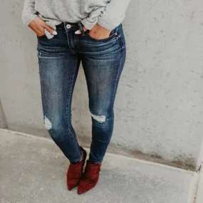 High Waist Blue Skinny Ripped Bodycon Denim Pants
