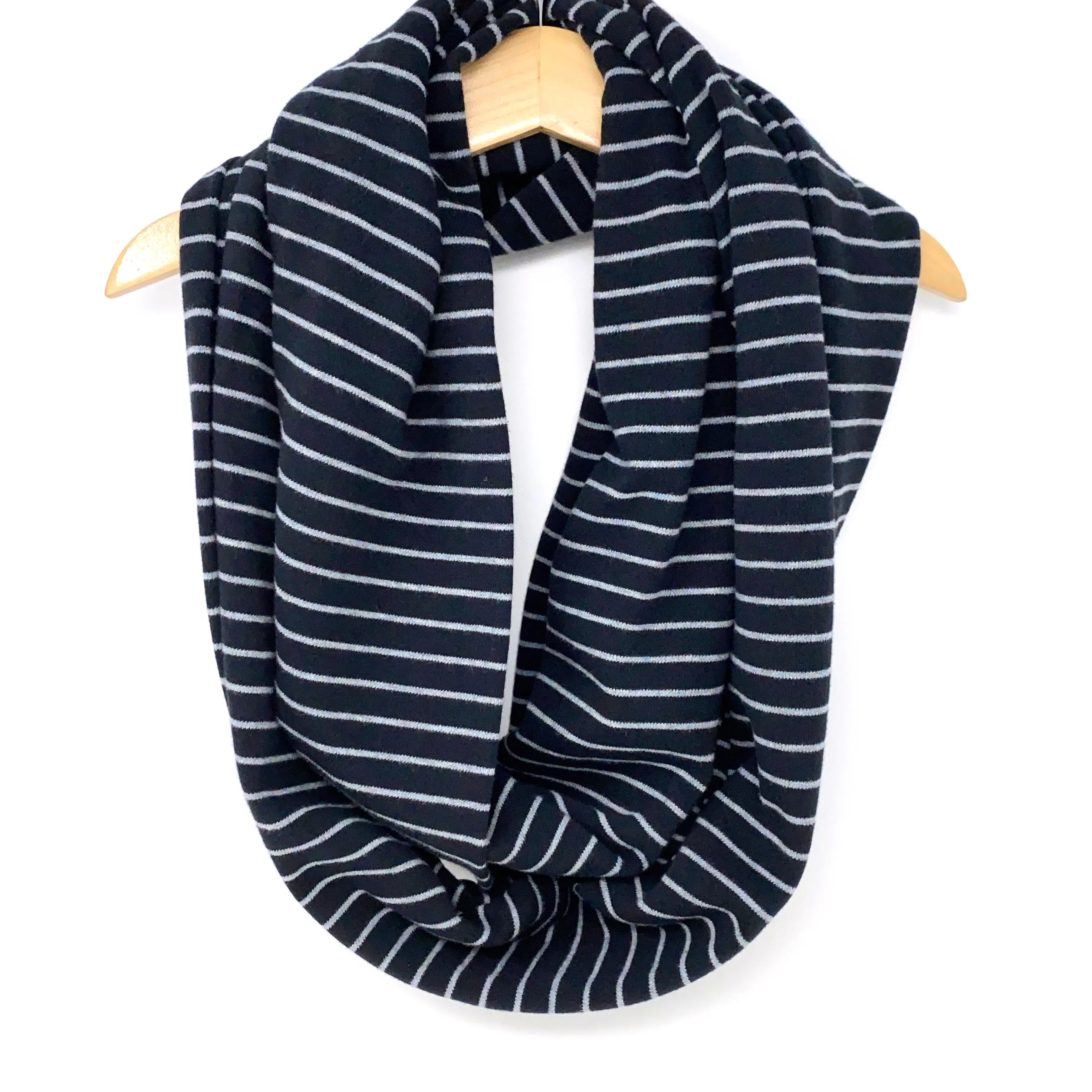 Infinity Scarf Black and Gray Stripes