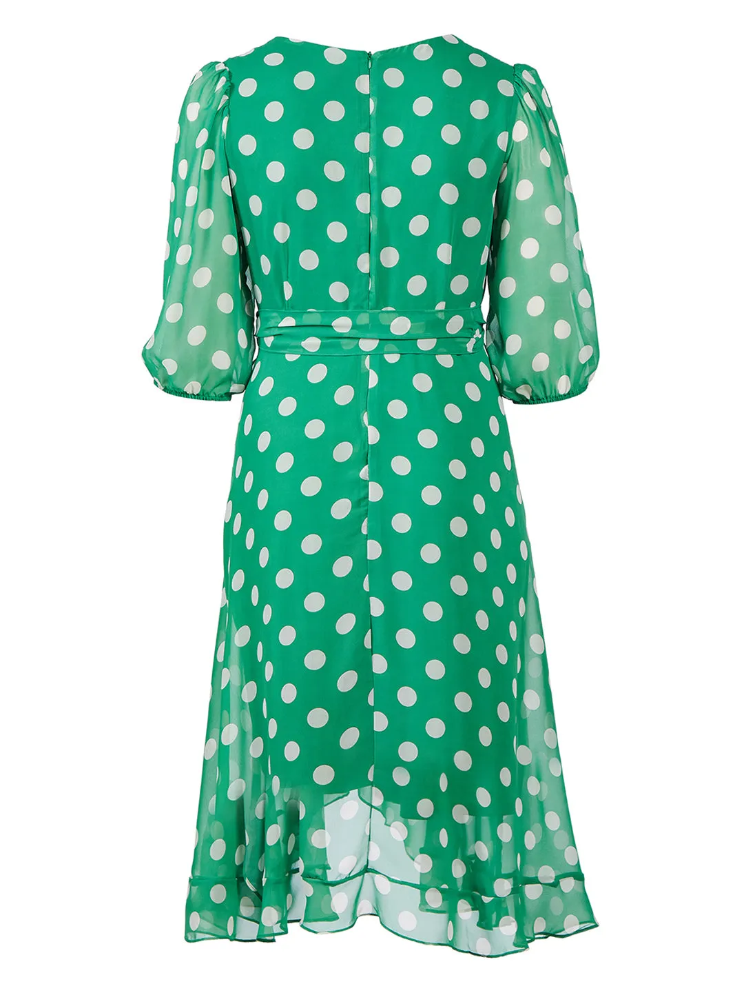 Kelly Green Polkadot Emilia Wrap Dress
