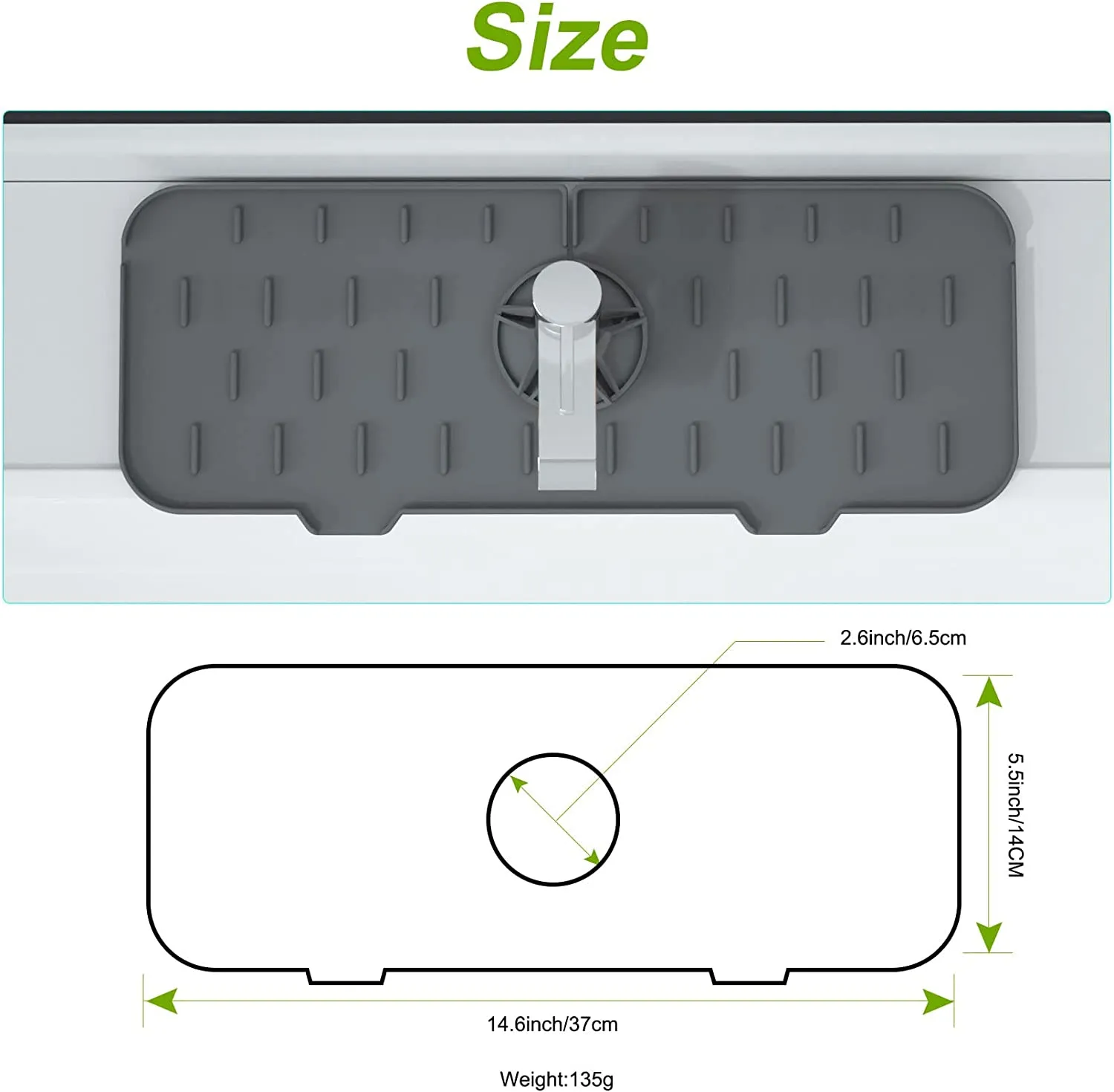 LEDGLE Faucet Absorbing Pads, Silicone Backsplash Mat for Kitchen Faucet, Sink, Water Collecting Mat, Draining Mat for Kitchens, Bathroom Countertop, Bathroom Behind Faucet