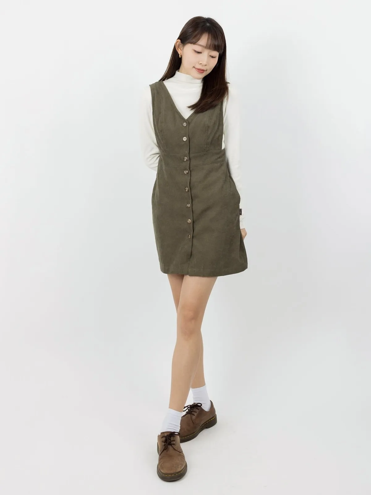 Marie Corduroy Buttoned Mini Dress