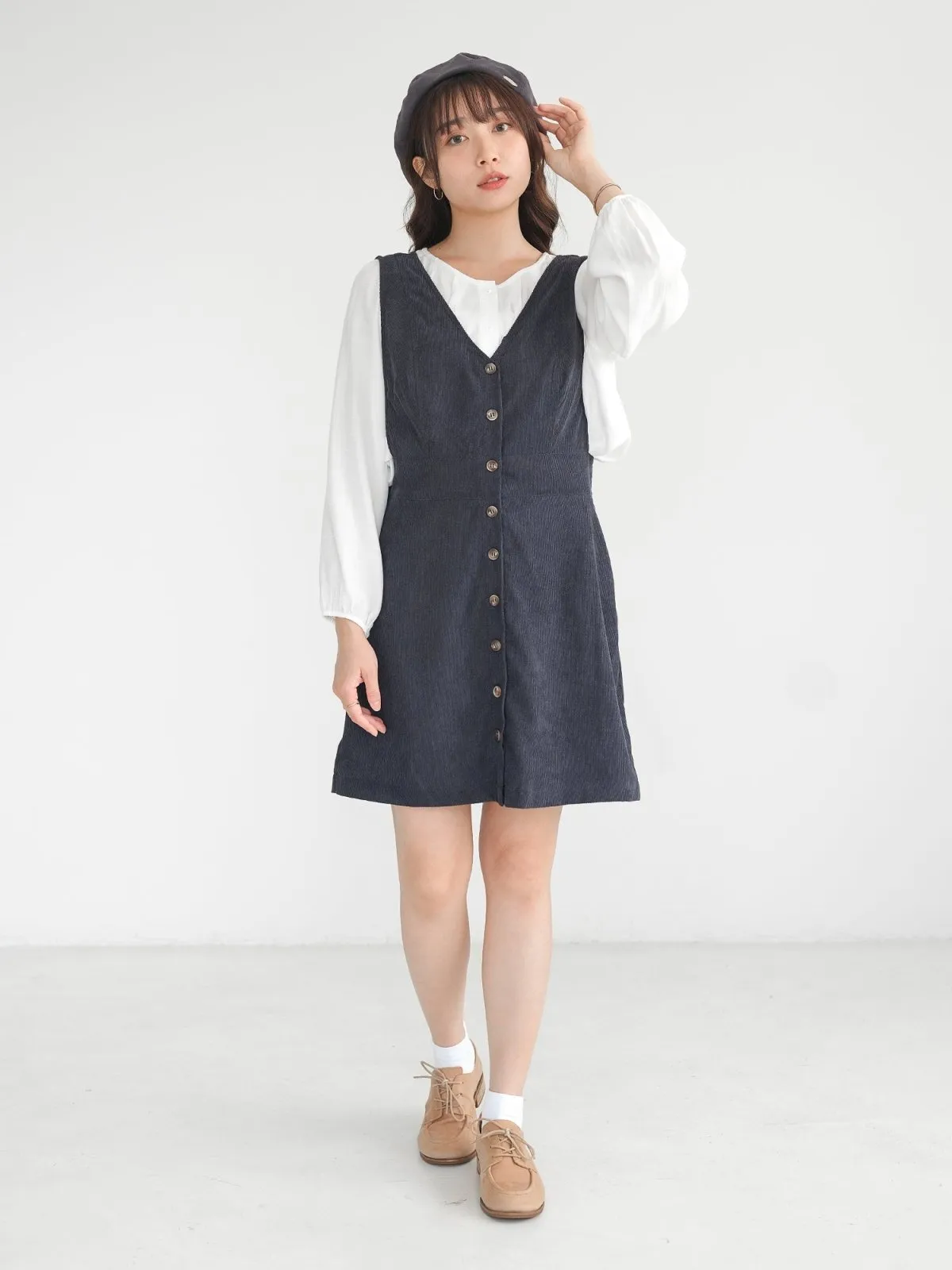Marie Corduroy Buttoned Mini Dress