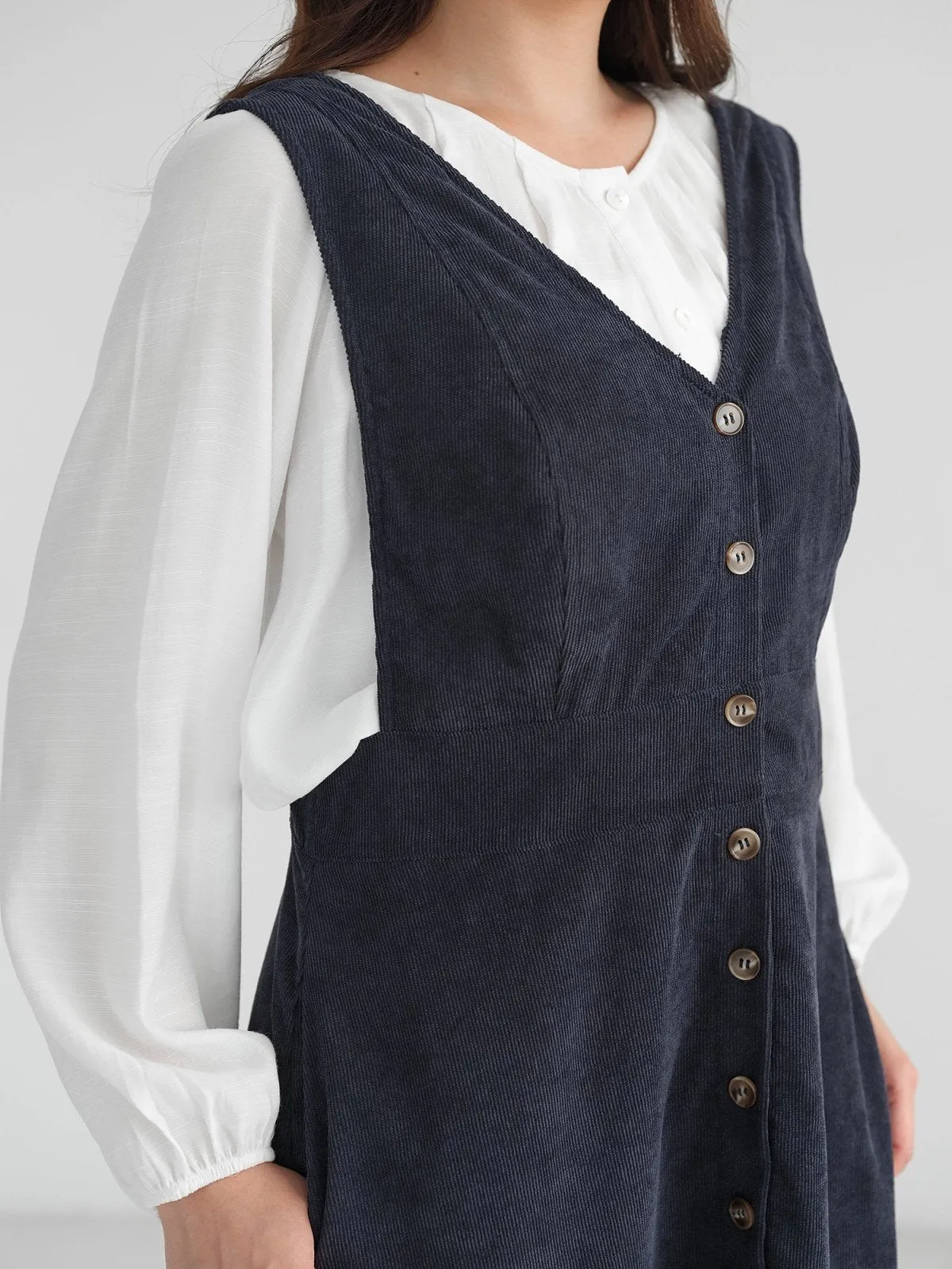 Marie Corduroy Buttoned Mini Dress