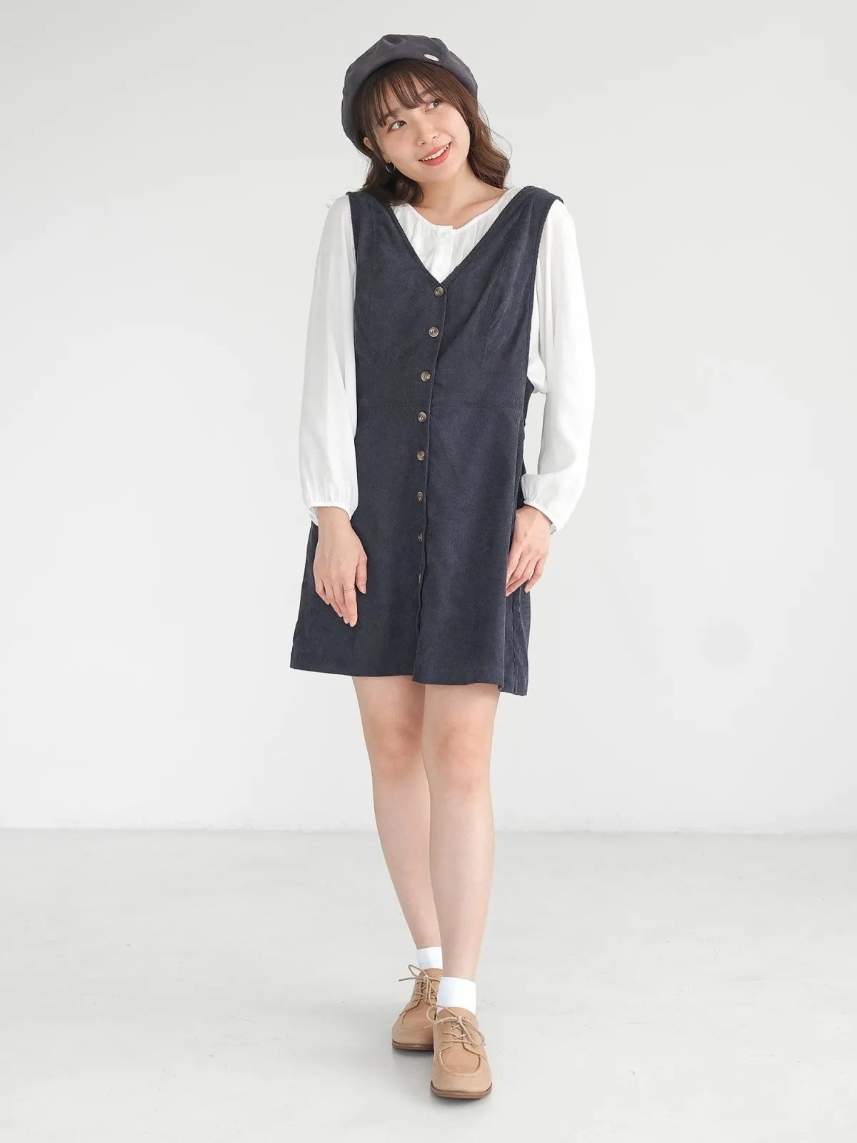 Marie Corduroy Buttoned Mini Dress
