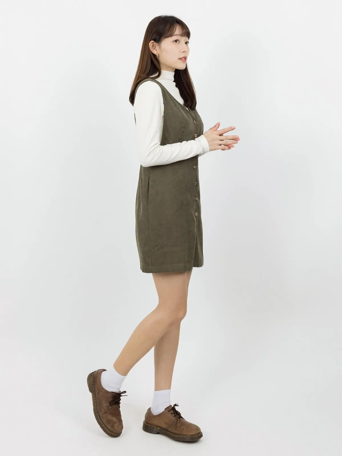 Marie Corduroy Buttoned Mini Dress