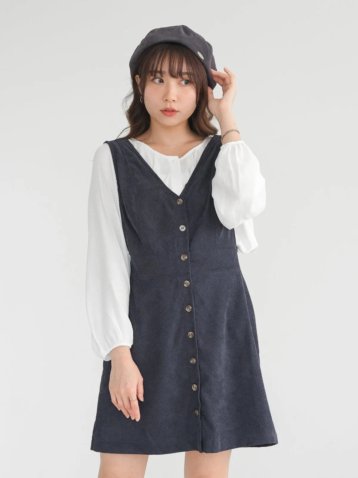 Marie Corduroy Buttoned Mini Dress