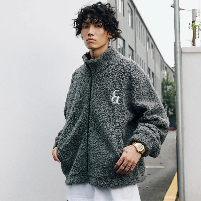 Men's Retro Sherpa Fleece Stand Collar Oversized Winter Coat