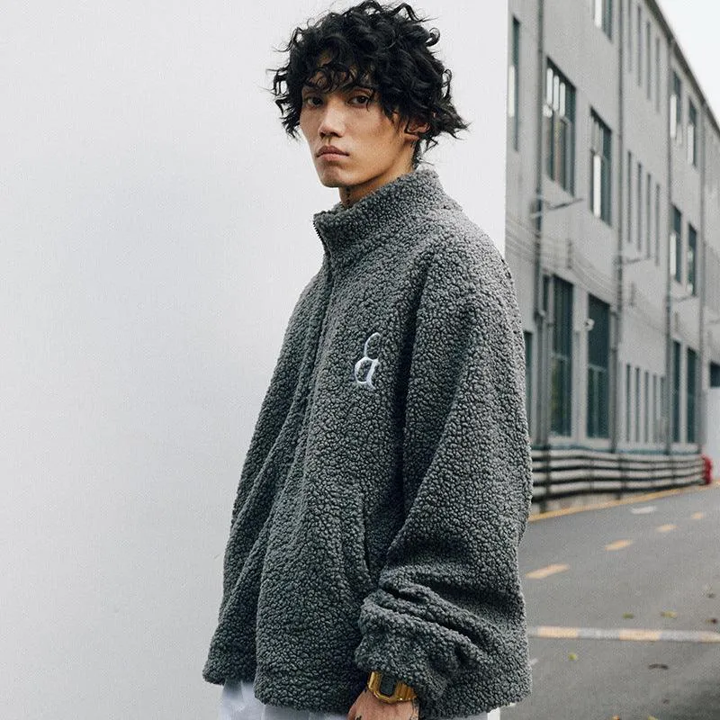Men's Retro Sherpa Fleece Stand Collar Oversized Winter Coat