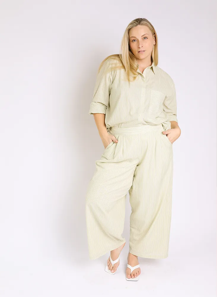 Novel Pants, matcha stripe