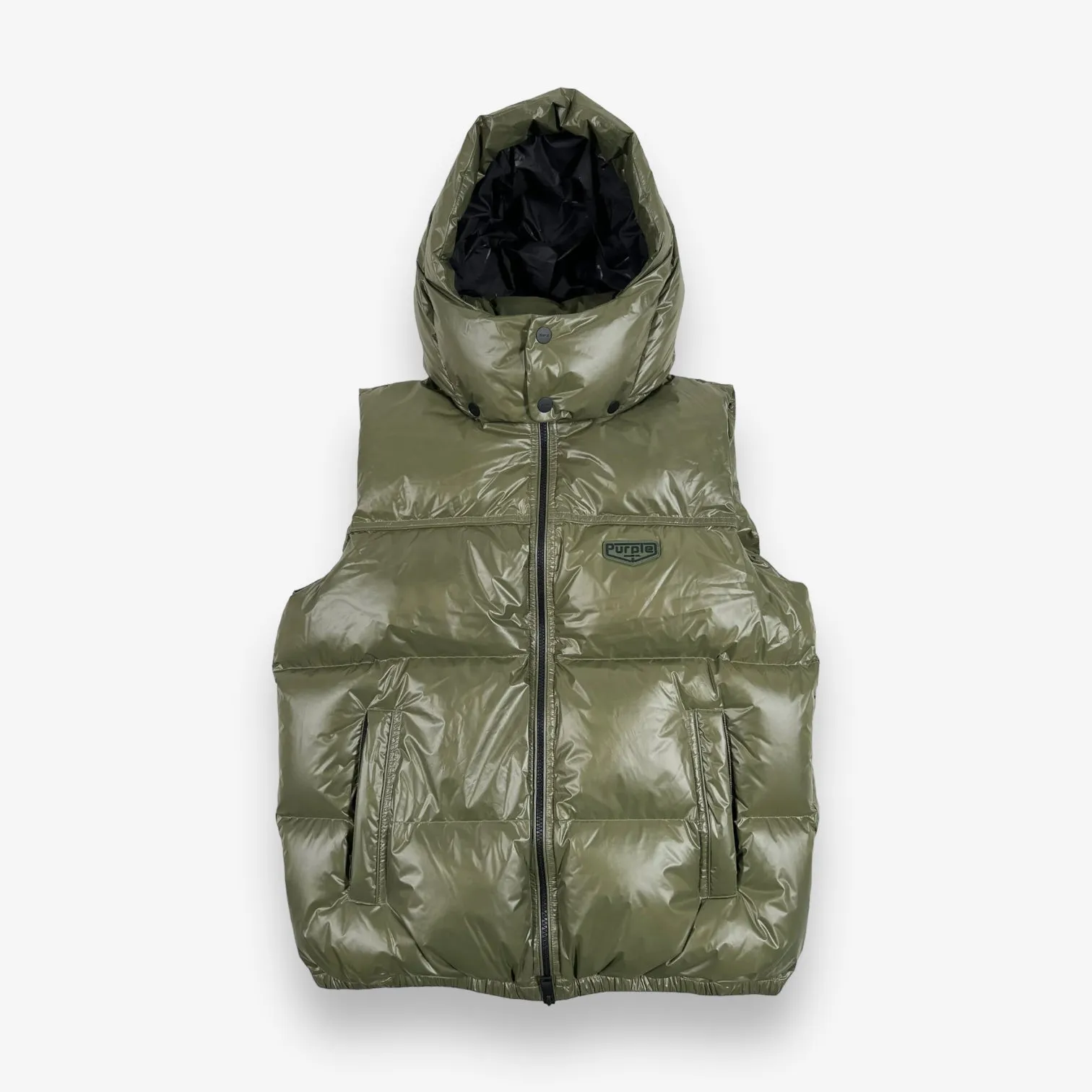 Purple Brand Nylon Puffer Vest Winter Moss