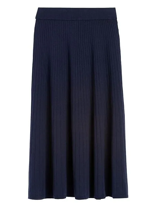Ribbed Midi Sweater Skirt in Navy