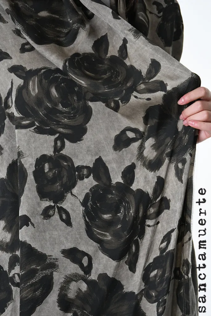 Rose Print Scarf in Green Tuscany