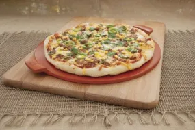 Round Glazed Pizza Stone c/w Handles 14.5in Red by Pizzacraft