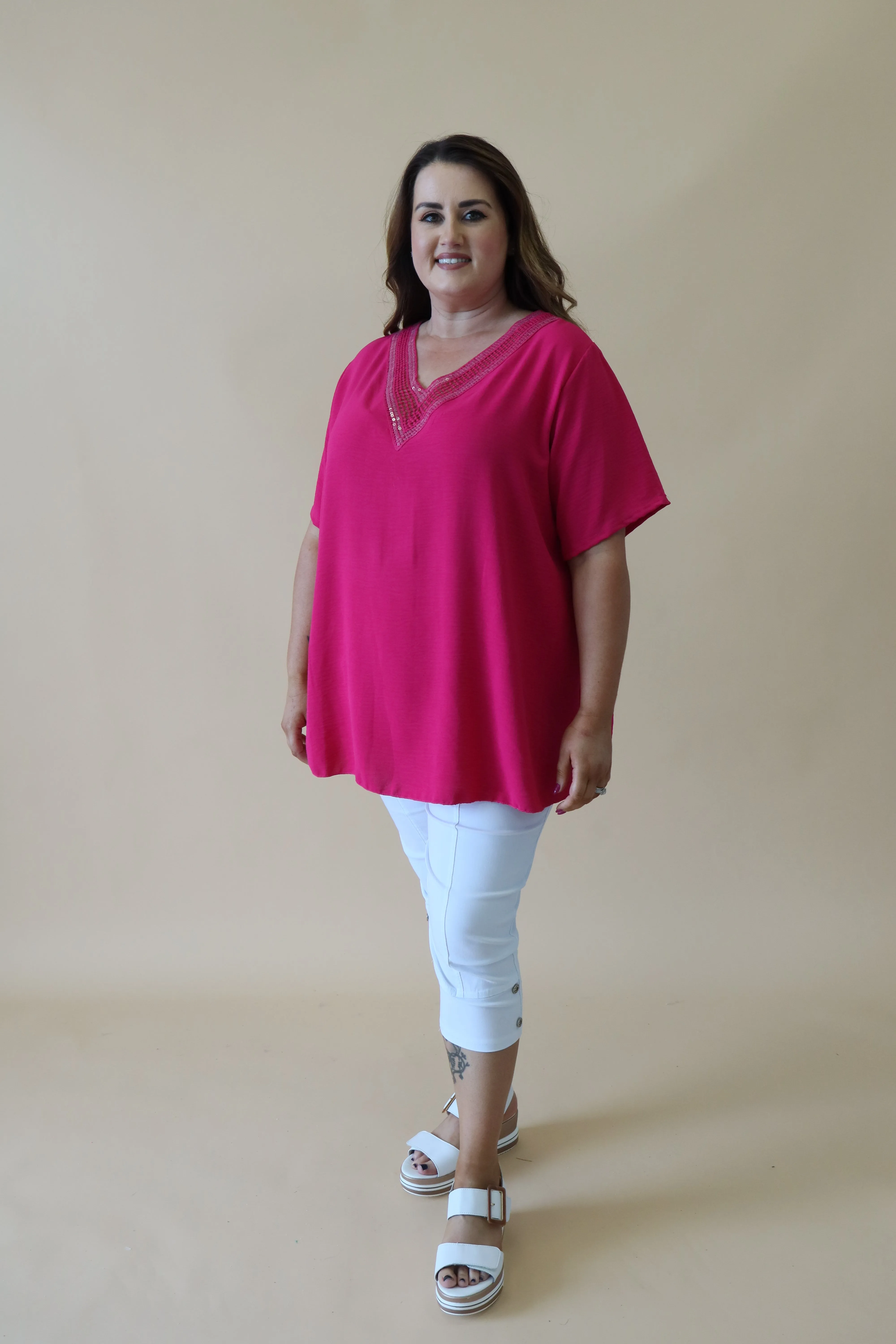 Ruth Sequin Top in Pink