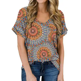 V-neck Loose Short Sleeves