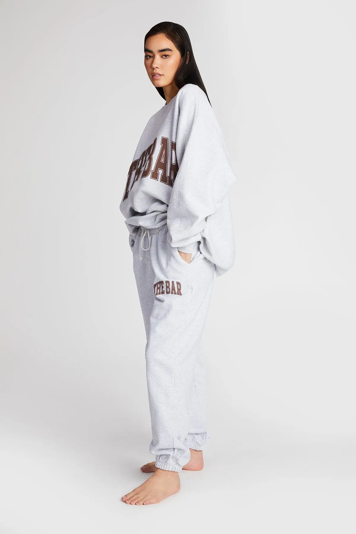 VARSITY SWEATPANTS LT HEATHER GREY/CHOCOLATE