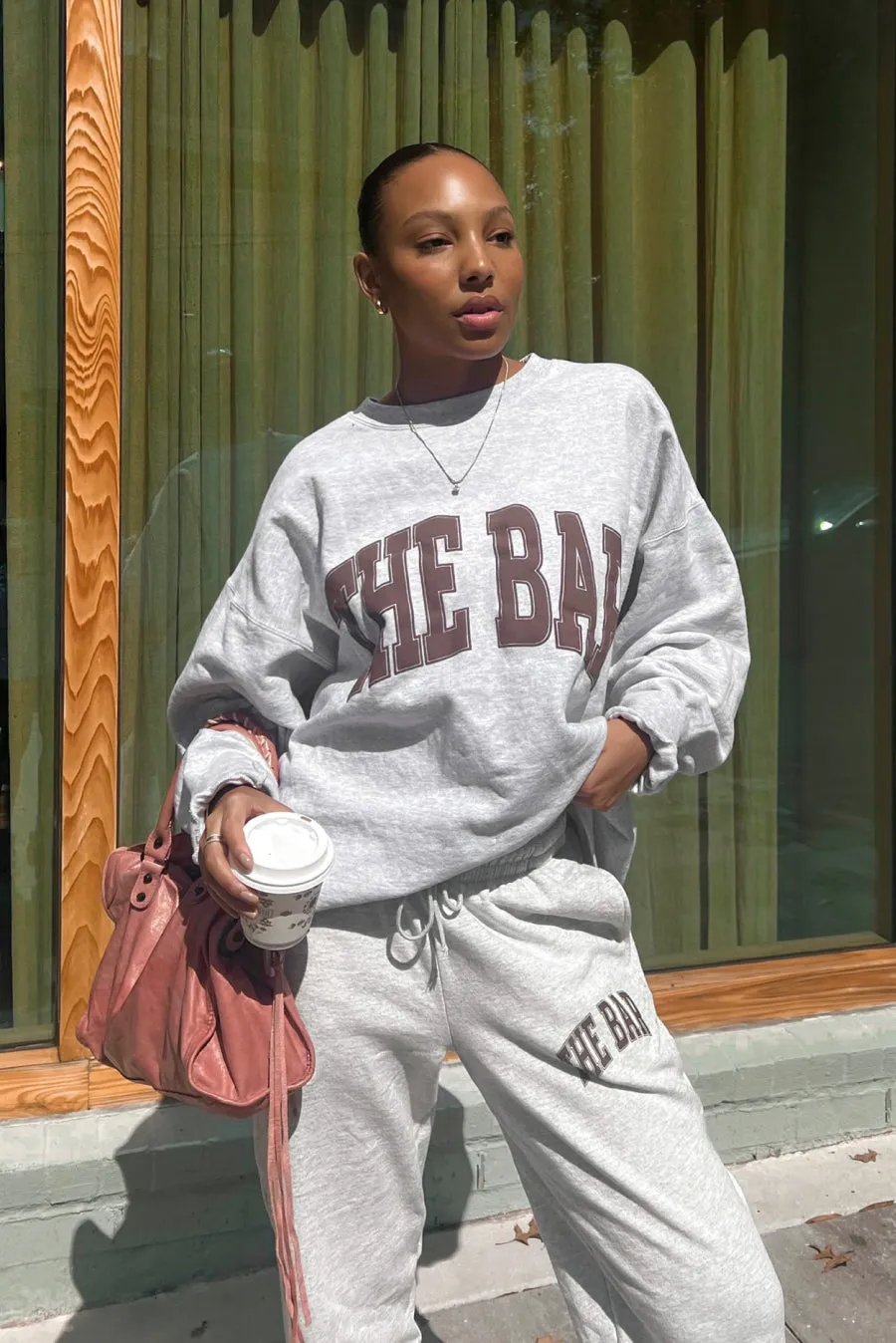 VARSITY SWEATPANTS LT HEATHER GREY/CHOCOLATE