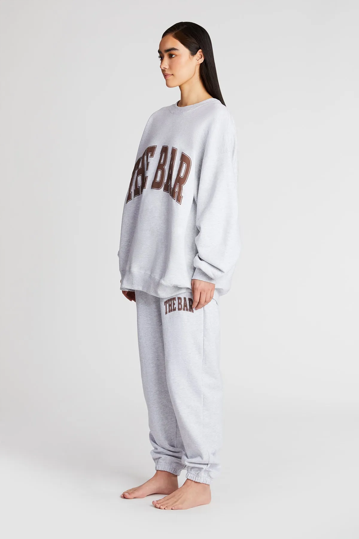 VARSITY SWEATPANTS LT HEATHER GREY/CHOCOLATE