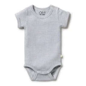 Wilson Frenchy Organic Cotton Striped Short Sleeve Onesie - Rain Drop (3-6 Months, 6-8 Kg)