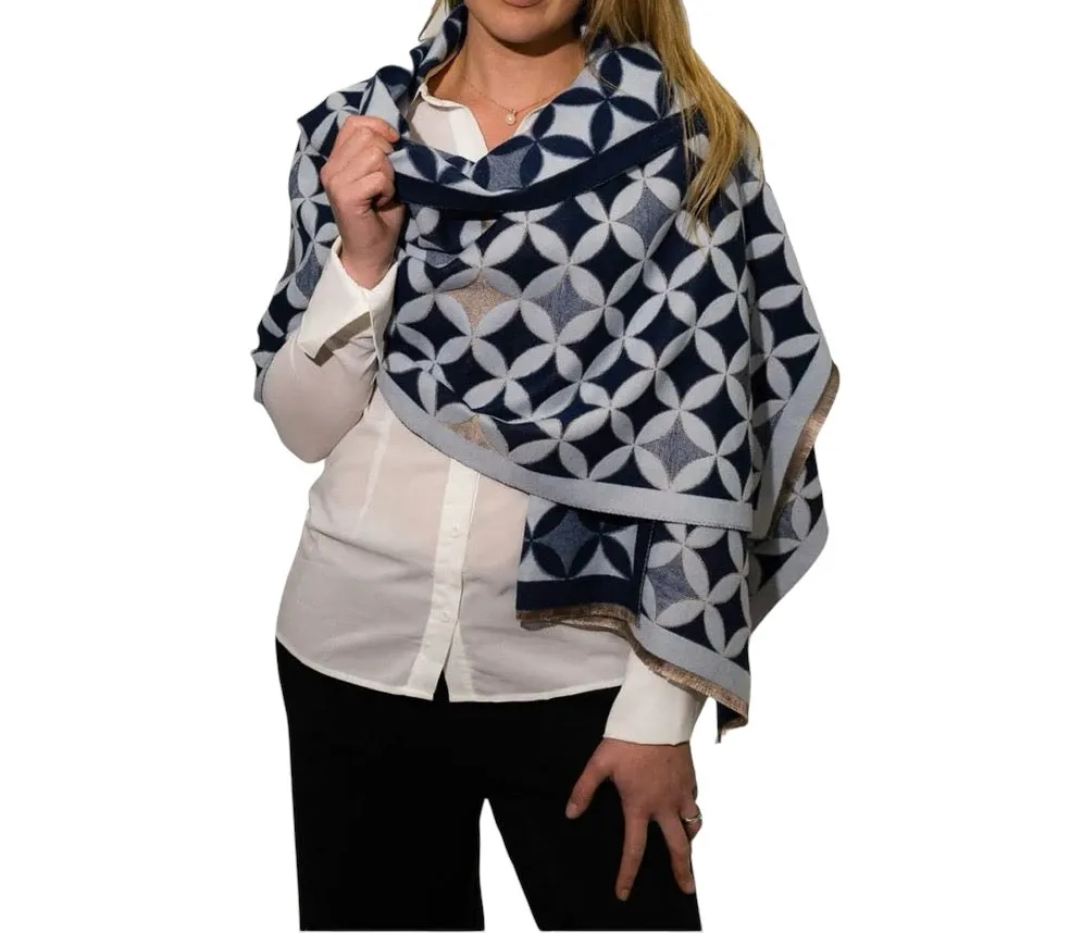 Zelly 10494 Green Geometric Print Scarf Style Wrap